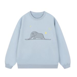 Elephant Print Crewneck Sweatshirt — Light Blue
