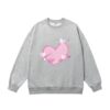 Charming & Unique Heart-Embroidered Crewneck Sweatshirt — Gray