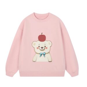 Apple Bear Crewneck Sweatshirt — Pink