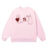 Cat & Ace Of Hearts Graphic Sweatshirt — Light Pink