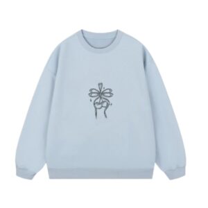 Graffiti-Style Bow Print Sweatshirt — Blue