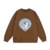Heart-Patterned Cat Crewneck Sweatshirt — Light Brown