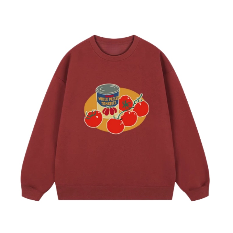 Creative Tomato Print Sweatshirt — Red